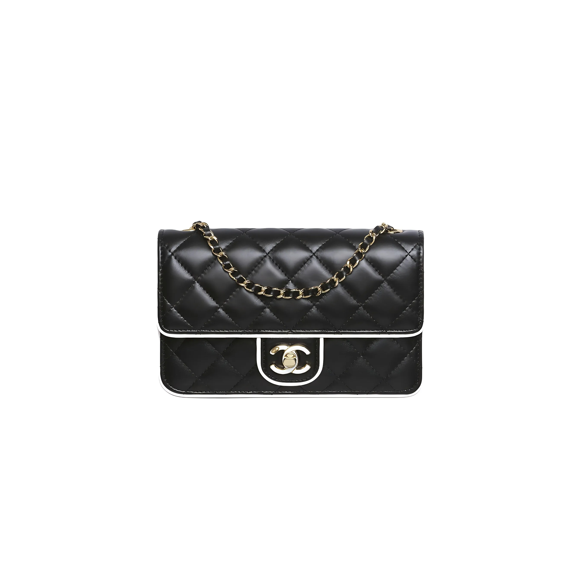 CHANEL WOC BLACK AND WHITE CHAIN WALLET SHOULDER BAG AP4511 (19*12*3.5cm)